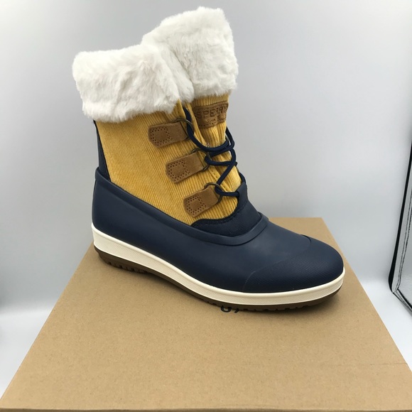 Sperry Shoes - Sperry boots Pacifica Alpine Duck Rain Ortho Navy Yellow size 9 NWB